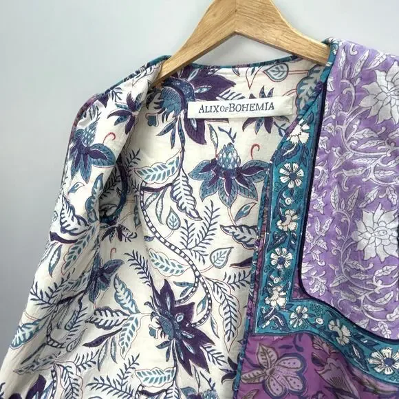 NWT Alix of Bohemia Carnaby Floral Patchwork Jacket, Purple Amethyst, Sz S